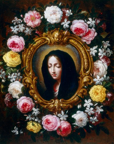 Madonna in a garland of roses and jasmine by Bartolomeo Bimbi